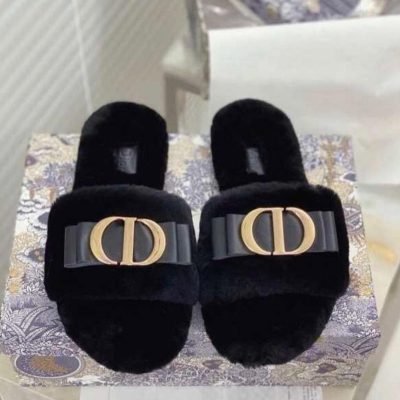Christian Dior Wool Fur Slides