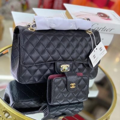 Chanel Classic Flap Caviar Bag With Wallet