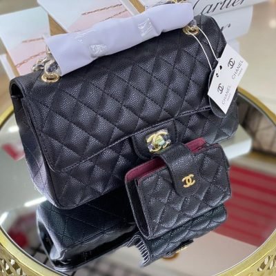 Chanel Classic Flap Caviar Bag With Wallet