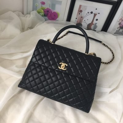 Chanel Kelly Handbag Black Flap Leather Bag