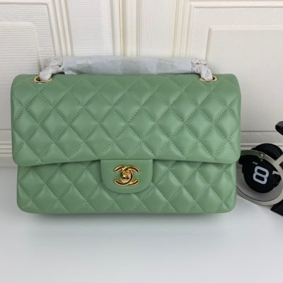 Chanel Classic Double Flap 25 Shoulder Bag Emerald Green