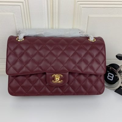 Chanel Classic Double Flap 25 Shoulder Bag Maroon