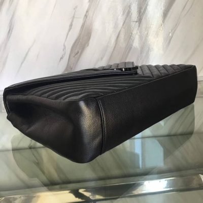 YSL Envelope Leather Handbag in Black Hardware