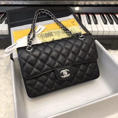 Chanel Classic Flap Caviar Bag Black Silver Hardware