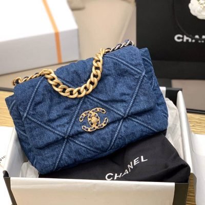 Chanel 19 Denim Flap Bag Blue